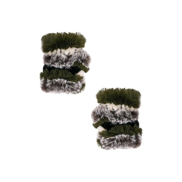 jocelyn Faux Fur Mandy Mittens in Olive Multi - Picture 3 of 3